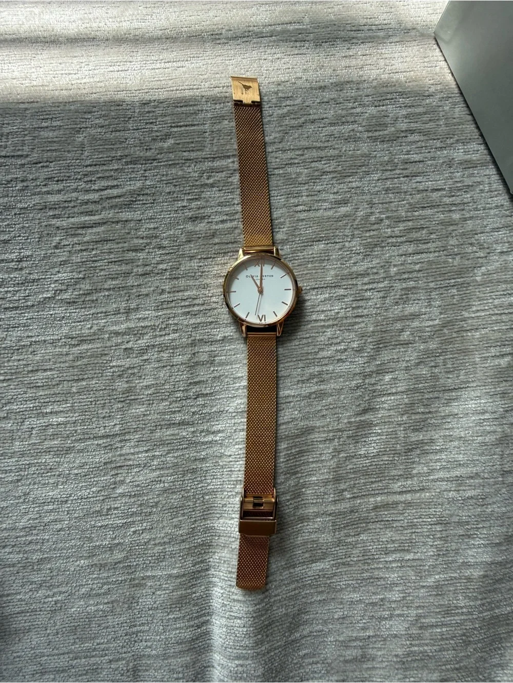 OLIVIA BURTON Rose Gold Mesh Strap Round Face Watch